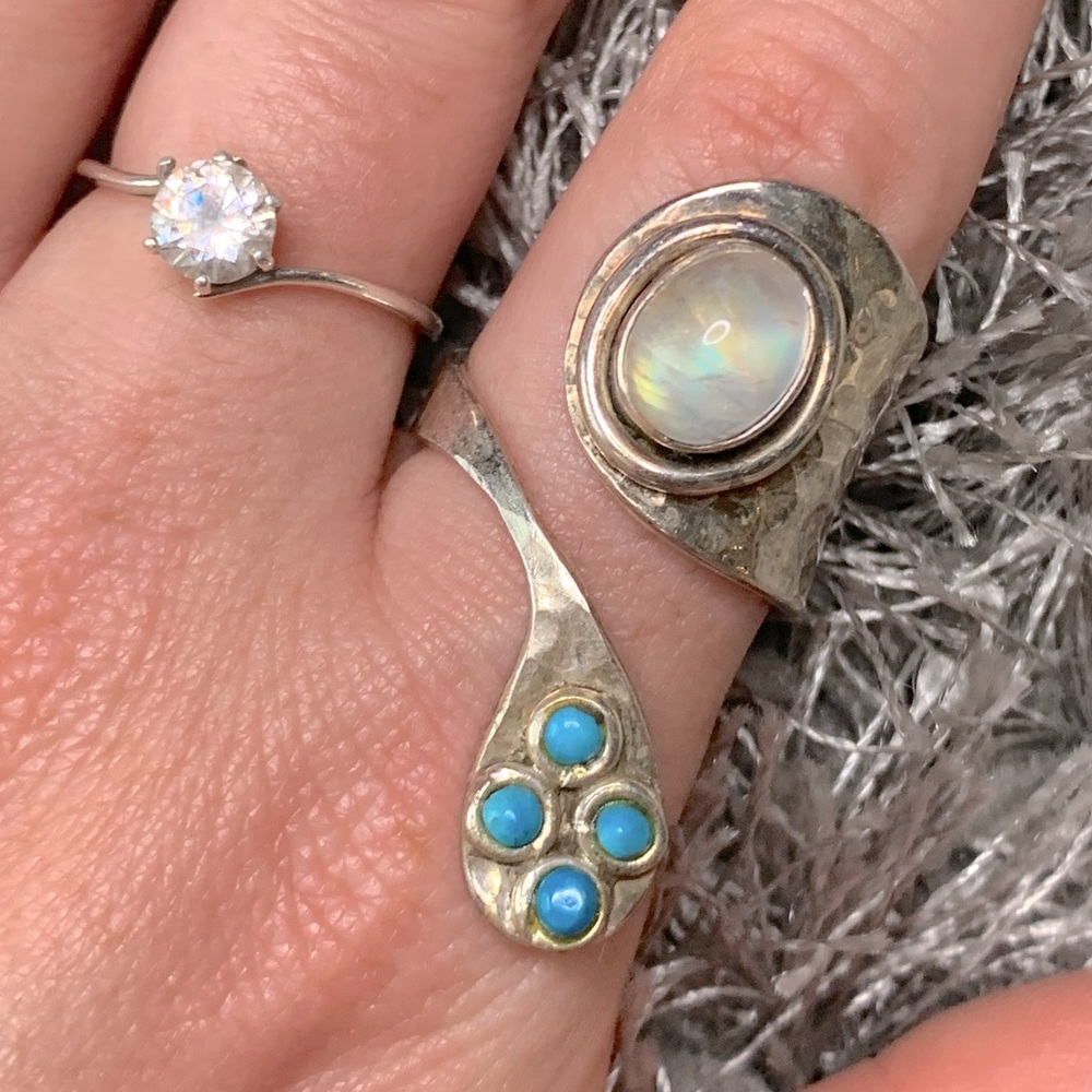 Israeli Artisan 925 SS Marsha Moonstone Ring 9.5